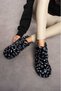Black women's plush furry slippers home boots home shoes thick lightweight sole