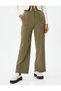 Wide Leg Fabric Trousers High Waist Comfortable Fit Rib Detailed Pockets - 3