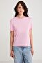 Modest Martına Women's 100% Organic Cotton Regular Fit Regular Fit Crew Neck Basic Pink T-Shirt
