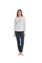 U.S. Polo Assn. Women's Beige Melange Round Neck Pajama Set - 2