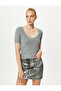 Short Sleeve Knitwear Sweater Round Neck Ribbed - 3