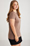 Mayra Women's Slim Fit Slim Fit Crew Neck Basic Brown Plus Size T-Shirt - 5