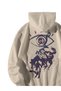 Unisex Cream Calvin Jones the Goodbadugly Printed Oversize Hooded Kangaroo Pocket Sweatshirt Hoodie - 3