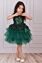 Girl's Green Tulle Evening Dress - 3