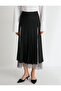 Midi Pleated Skirt with Lace Slit Detail Normal Waist - 3