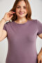 Mayra Women's Slim Fit Slim Fit Crew Neck Basic Purple Plus Size T-Shirt - 5