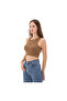 000Hge0E01-R Small Staple Fitted Crop Tank Women's T-Shirt Brown - 3
