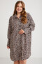 Safarı Women's Large Size Shirt Collar Button Detail Long Sleeve Leopard Print Dress - 3