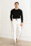 Men's 3 Thread Elastic Leg Sweatpants Bottom High Waist Lace-Up White Thick Fleece