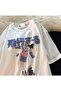 White Harajuku Style Anime Model Pattern Printed Unisex Oversize T-shirt