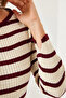 Women's Burgundy Ecru Striped Sweater 20246253 - 3
