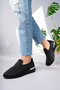 Women's Black Full Stone Low Sole Orthopedic Shoes - 2