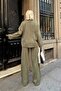 Khaki Pra Polo Collar Oversize Sweater-Pants Knitted Women's Bottom-Top Set - 5