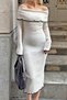 White Madonna Collar Women's Knitwear Midi Dress - 5