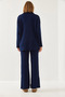 Women's Navy Blue Long Sleeve Top and Bottom Set 20247553 - 5