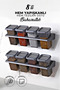 8-Piece Self-Adhesive Square Spice Rack Set with Sticker Stand - Food Storage Container Set