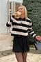 Black Thick Striped Women's Knitwear Cardigan - 3