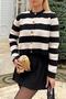 Black Thick Striped Women's Knitwear Cardigan - 4