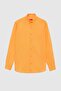 Ds Groom Comfort Light Orange Button Collar Relaxed Fit Linen Look 100% Cotton Shirt - 5