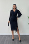 Chiffon Fabric Flywheel Detail Pencil Dress - Black - 2