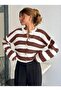 Women's Knitwear Striped Gold Buttoned Jacket Cardigan