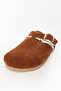 Women's Comfortable Fit Closed Toe Wool-Lined Slippers Genuine Leather Zy 7964 Tan - 6