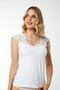 2434 White Cotton Shoulder Guipure Detailed Zero Sleeve Women's Tank Top - 5