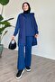 Zippered Quilted Dark Blue Triple Set - 5