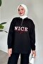 Nice Written Zippered Black Double Set - 4