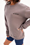 Crew Neck Embroidered Gray Women's Sweatshirt with Fleece Inside - Rigil - 4
