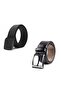 Unisex Black Buckle Tactical Belt With Leather Belt Set