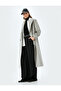 Buttoned Double Breasted Extra Long Stamp Coat - 3