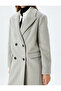 Buttoned Double Breasted Extra Long Stamp Coat - 5