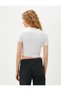 Crop T-Shirt Short Sleeve Stand Collar - 4