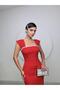 Special Design Stone Detailed Madonna Collar Red Invitation Dress - 4