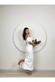 Special Design Stone Detailed Madonna Neck White Invitation Dress - 4