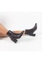 Genuine Leather Brown Color Thick Heel Zippered Women's Boots - 3