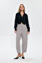 Button Detailed High Waist Trousers Gray - 3