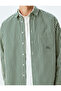 Long Sleeve Pocket Detailed Cotton Slogan Embroidered Poplin Stripe Shirt - 5