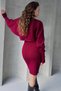 Women's Turtleneck Batwing Long Sleeve Crop Sweater and Mini Skirt Knitwear Set Burgundy - 4