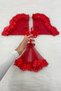 Red Bride Groom Handkerchief Shiny Stone Detailed Wedding Halay Bridesmaid Promise Engagement Henna Circumcision Bride Handkerchief - 4