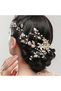 New Fashion Floral Pearl Crystal Stone Petal Bridal Crown Gold - Engagement Wedding Henna Promise Hair Accessory