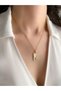 Women's Steel Necklace Zodiac Sign Series Mother of Pearl Plate Colorful Stone Gemini Sign Necklace - 2
