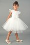 White Sleeves Tulle Piece Girls Evening Dress Party Dress - 3