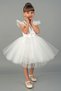 White Sleeves Tulle Piece Girls Evening Dress Party Dress