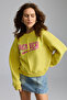 Daleska Women's Organic Cotton Soft Front Cutout Printed Round Neck Green Sweatshirt - 3