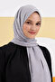 Kübra Koç نمط كتلة شال جاكار حريري لارا - رمادي - 4