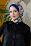 Seremoni Collection Flora Pattern Shawl - Cobalt Blue