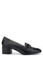 Women's Genuine Leather Black Leather Heeled Shoes