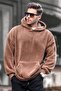Unisex Regular Hooded Long Sleeve Kangaroo Pocket Plush Sweatshirt